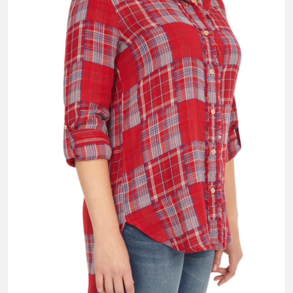 Seven7  Studded red  Button Down Shirt  medium - Picture 3 of 12